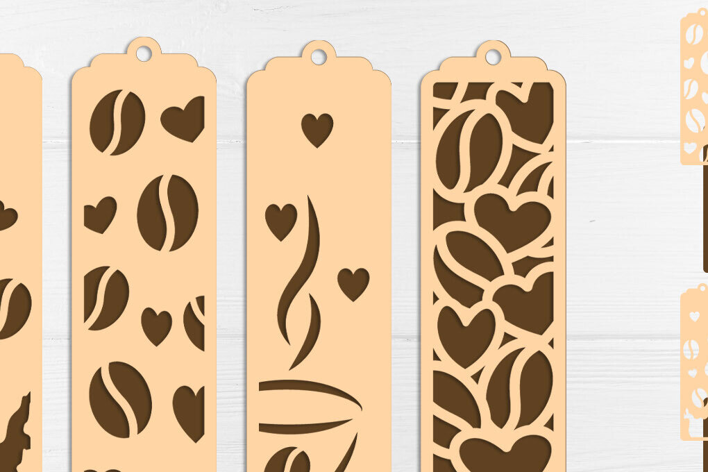 Σετ των 2 Intra απο ξύλο plywood 3mm-4mm πάχος - Coffee Lovers Bookmarks  Layered Δίασταση 20x20 cm INTRAFABR-121916383