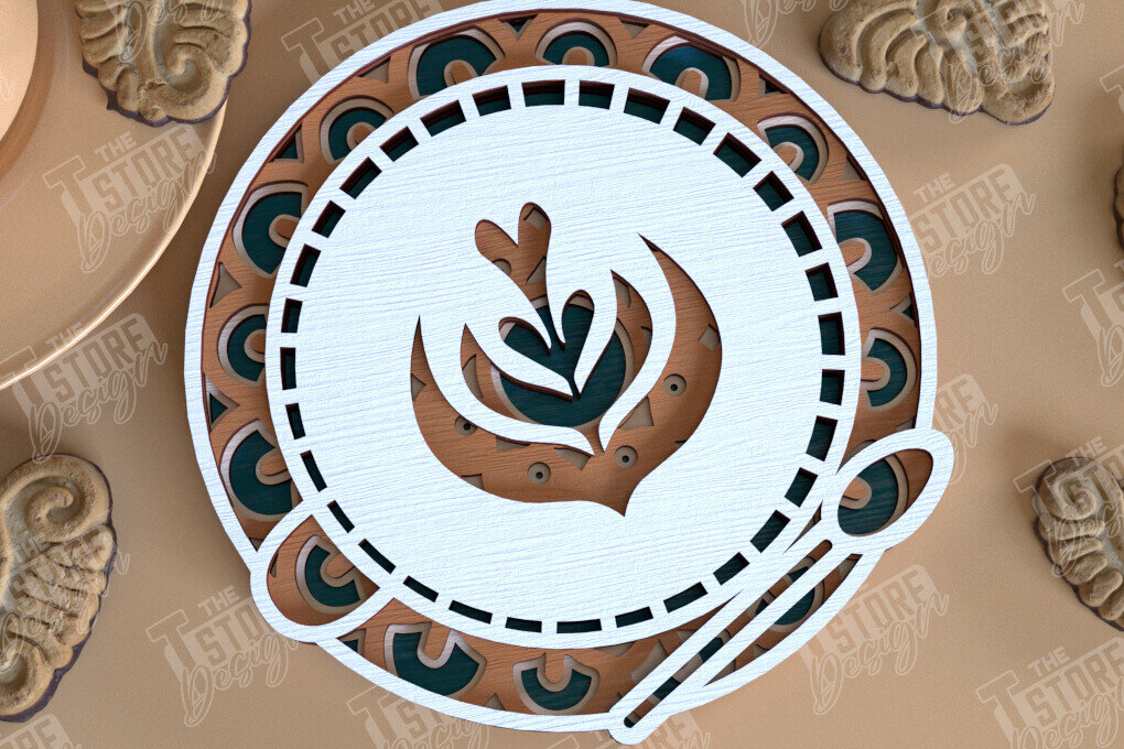 Intra απο ξύλο plywood 3mm-4mm πάχος - Καφέ Mandala | Πρότυπο 3D |  CNC Δίασταση 30x30 cm INTRAFABR-100852138