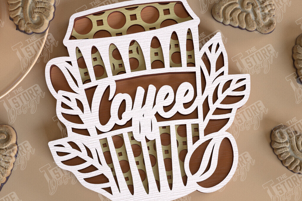 Σετ των 2 Intra απο ξύλο plywood 3mm-4mm πάχος - Καφέ Mandala | Πρότυπο 3D |  CNC Δίασταση 30x30 cm INTRAFABR-100852173