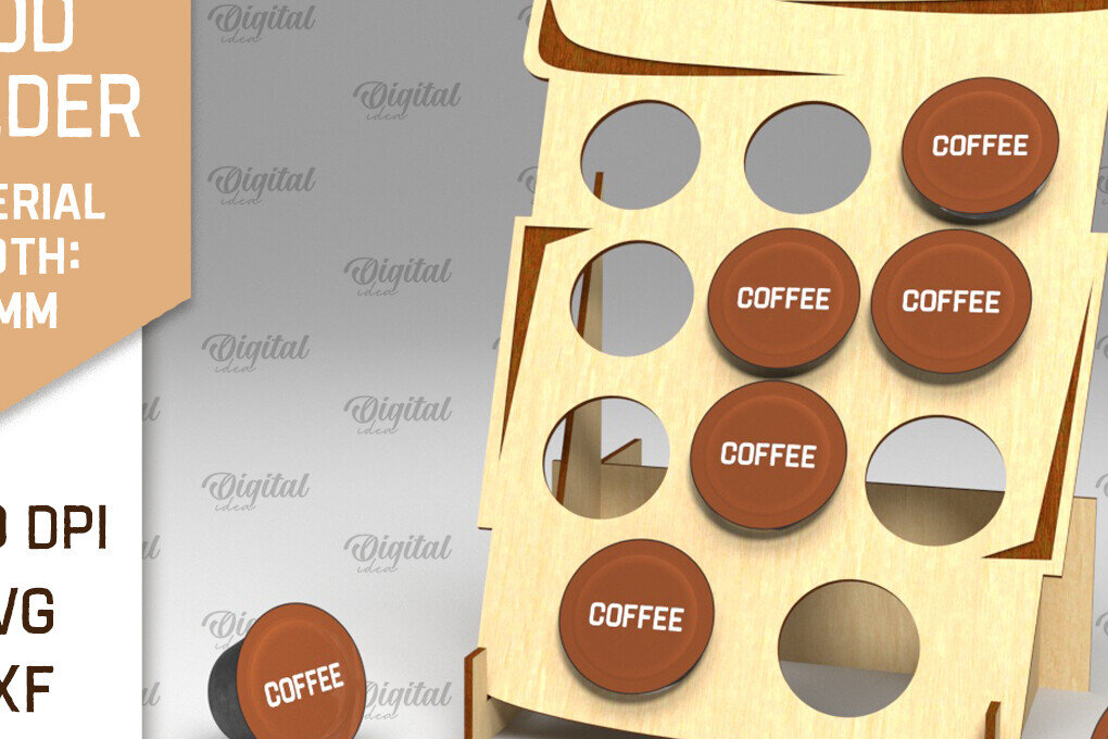 Intra απο ξύλο plywood 3mm-4mm πάχος - Σχέδιο κοπής λέιζερ θήκης για δοχεία καφέ Δίασταση 30x20 cm INTRAFABR-92559400