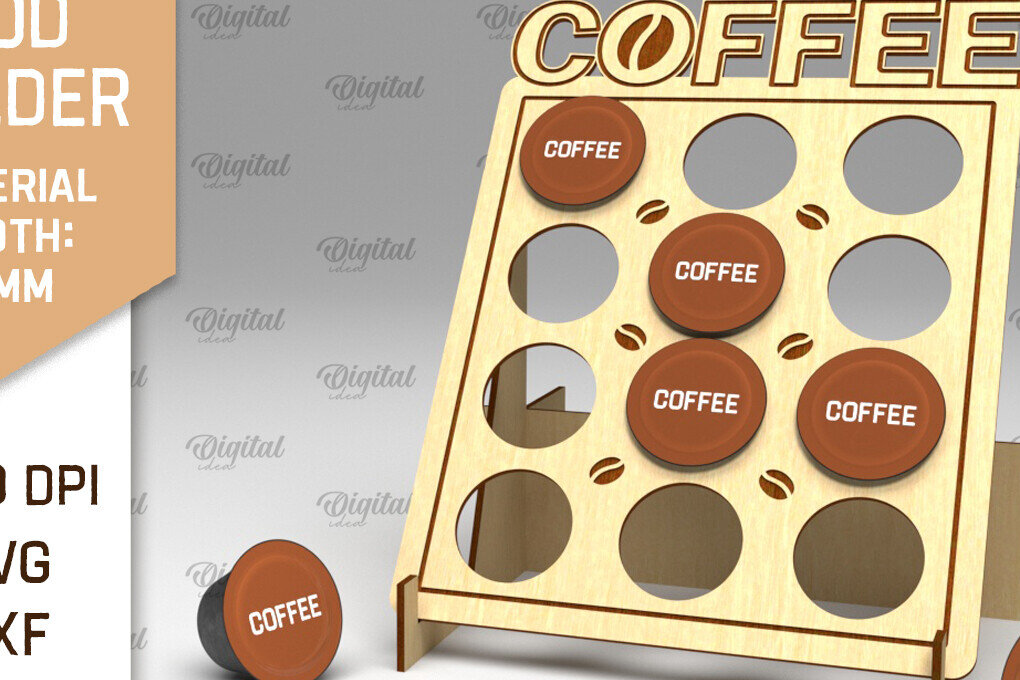 Intra απο ξύλο plywood 3mm-4mm πάχος - Σχέδιο κοπής λέιζερ θήκης για δοχεία καφέ Δίασταση 30x20 cm INTRAFABR-92559224