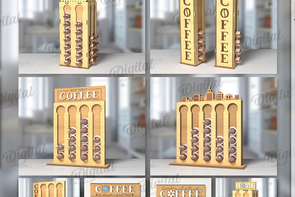 Intra απο ξύλο plywood 3mm-4mm πάχος - Coffee Pod Holders Bundle Cut Laser Δίασταση 30x20 cm INTRAFABR-120039894