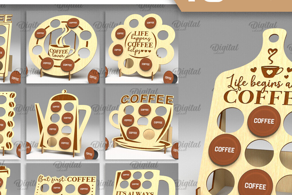 Intra απο ξύλο plywood 3mm-4mm πάχος - Δέσμη κοπής με λέιζερ θήκες για δοχεία καφέ Δίασταση 30x20 cm INTRAFABR-92621573