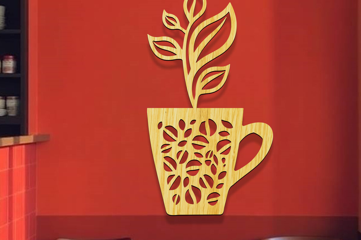 Intra απο ξύλο plywood 3mm-4mm πάχος - Coffee Shop Coffee Sign Cut Laser  Δίασταση 30x20 cm INTRAFABR-120692989