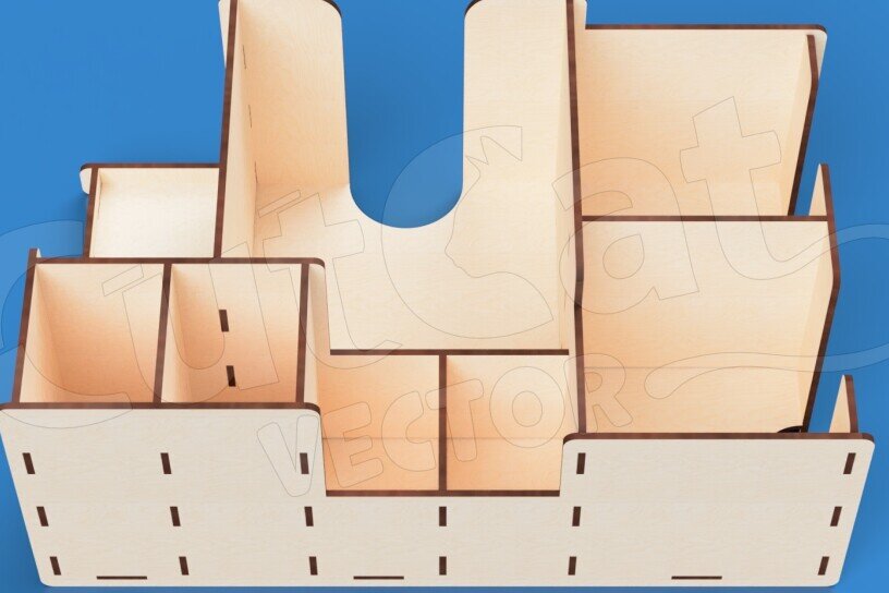 Σετ των 2 Intra απο ξύλο plywood 3mm-4mm πάχος - Coffee Station Desk Organizer Box Δίασταση 20x20 cm INTRAFABR-119109900