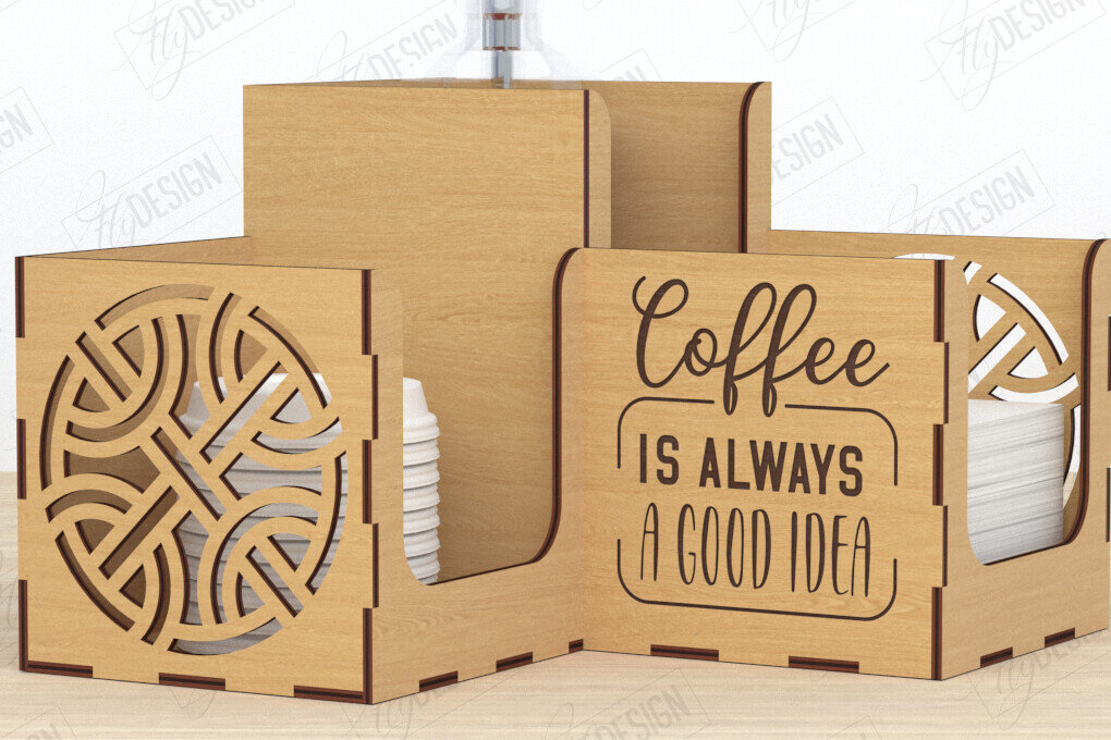 Σετ των 2 Intra απο ξύλο plywood 3mm-4mm πάχος - Σχάρα για σιρόπι καφέ | Desktop Organizer Δίασταση 20x20 cm INTRAFABR-119310480