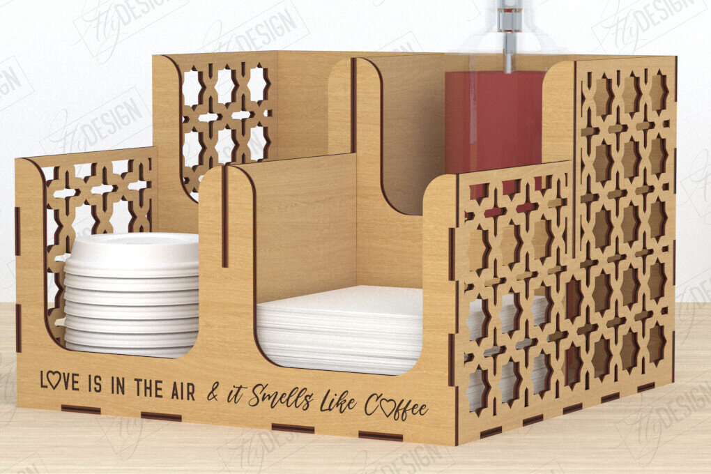 Intra απο ξύλο plywood 3mm-4mm πάχος - Σχάρα για σιρόπι καφέ | Desktop Organizer Δίασταση 20x20 cm INTRAFABR-119310486