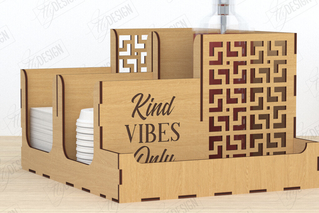 Intra απο ξύλο plywood 3mm-4mm πάχος - Σχάρα για σιρόπι καφέ | Desktop Organizer Δίασταση 20x20 cm INTRAFABR-119599118