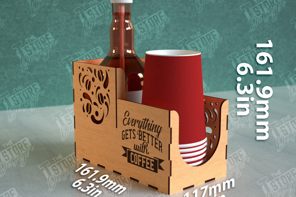 Σετ των 2 Intra απο ξύλο plywood 3mm-4mm πάχος - Σχάρα για σιρόπι καφέ | Desktop Organizer Δίασταση 20x20 cm INTRAFABR-111816980