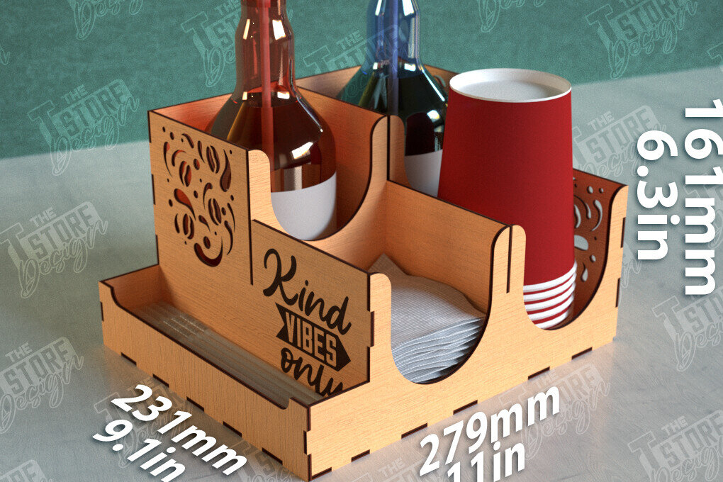 Σετ των 2 Intra απο ξύλο plywood 3mm-4mm πάχος - Σχάρα για σιρόπι καφέ | Desktop Organizer Δίασταση 20x20 cm INTRAFABR-111817024