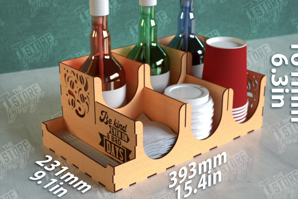 Σετ των 3 Intra απο ξύλο plywood 3mm-4mm πάχος - Σχάρα για σιρόπι καφέ | Desktop Organizer Δίασταση 20x20 cm INTRAFABR-111817062