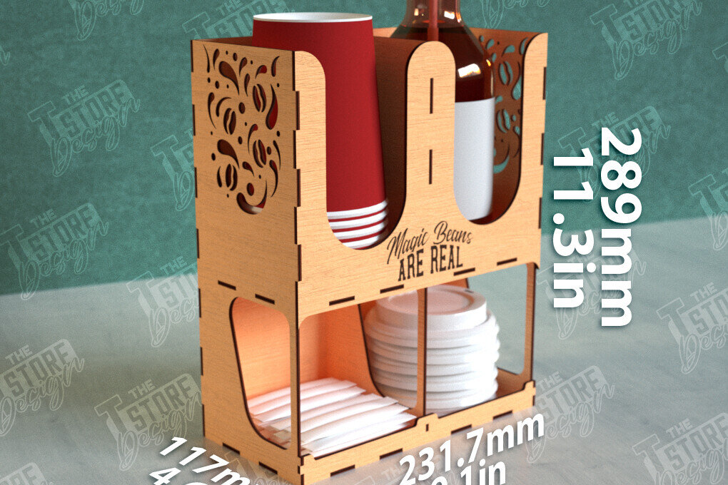 Σετ των 2 Intra απο ξύλο plywood 3mm-4mm πάχος - Σχάρα για σιρόπι καφέ | Desktop Organizer Δίασταση 20x20 cm INTRAFABR-111817112