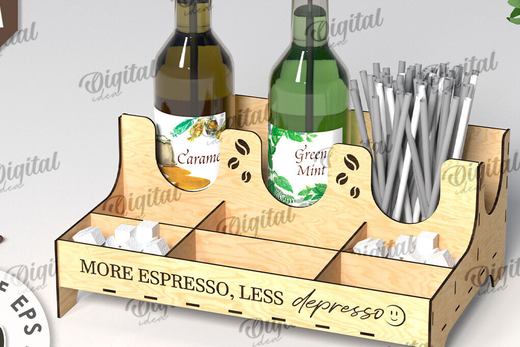 Σετ των 2 Intra απο ξύλο plywood 3mm-4mm πάχος - Σχέδιο κοπής με λέιζερ για σιρόπι καφέ Δίασταση 30x20 cm INTRAFABR-108771693