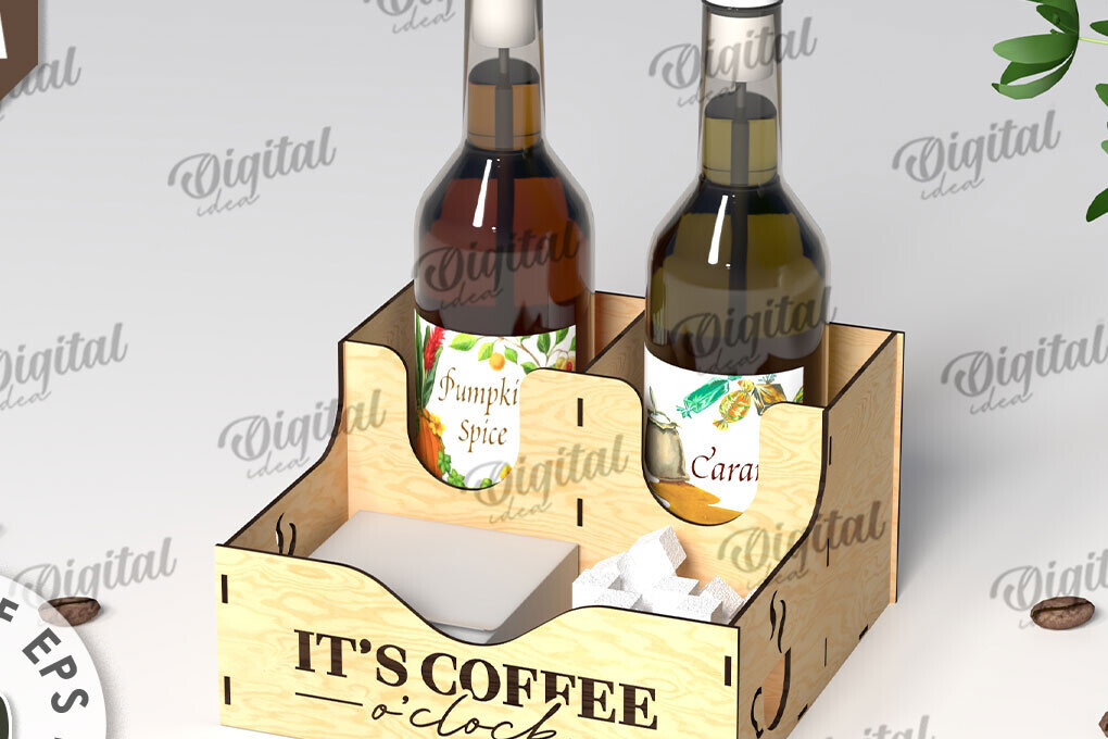 Σετ των 2 Intra απο ξύλο plywood 3mm-4mm πάχος - Σχέδιο κοπής με λέιζερ για σιρόπι καφέ Δίασταση 30x20 cm INTRAFABR-108771422