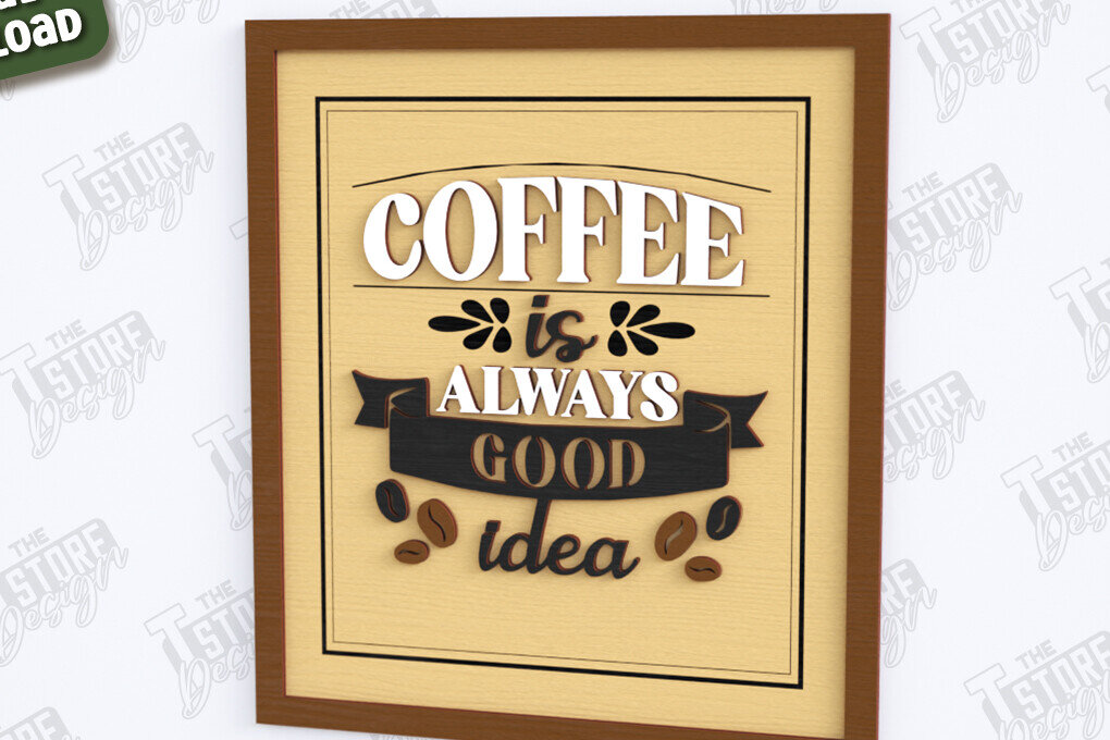 Intra απο ξύλο plywood 3mm-4mm πάχος - Coffee Wall Sign Laser Cut |Coffee House Δίασταση 30x20 cm INTRAFABR-123431470