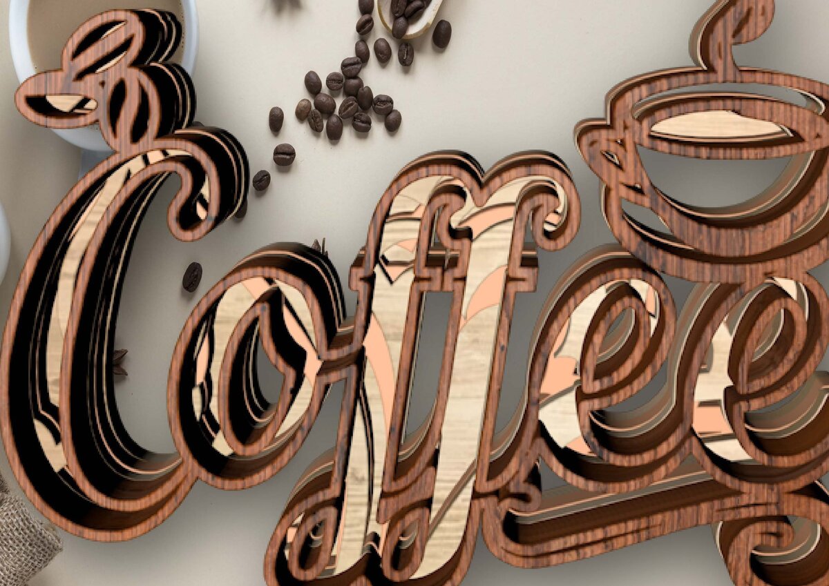 Intra απο ξύλο plywood 3mm-4mm πάχος - Καφέ + φλιτζάνι, 3d Mandala, 4 στρώσεις Δίασταση 30x30 cm INTRAFABR-31433249