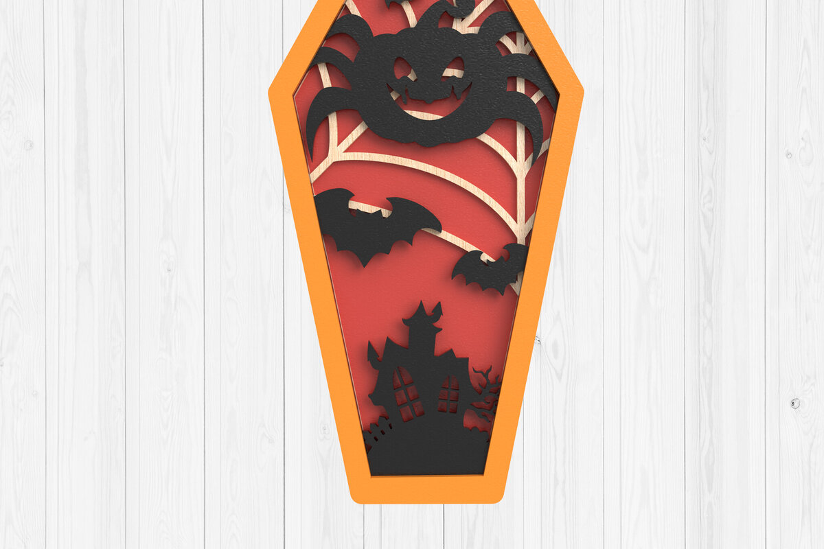 Σετ των 3 Intra απο ξύλο plywood 3mm-4mm πάχος - COFFIN HALLOWEEN  Laser Cut Δίασταση 15x15 cm INTRAFABR-102203233