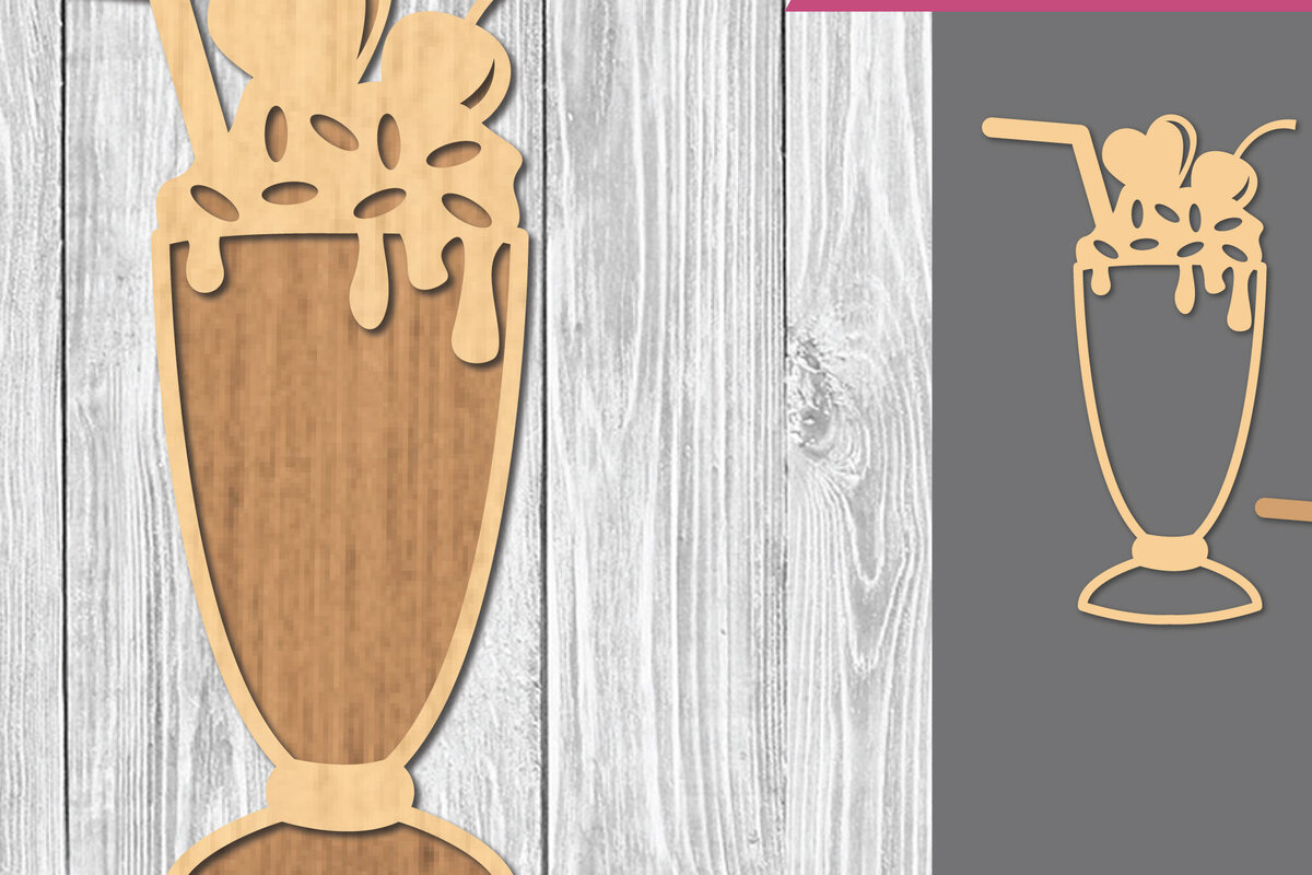 Σετ των 2 Intra απο ξύλο plywood 3mm-4mm πάχος - Κρύα ποτά Διακόσμηση Laser Cut  1 Δίασταση 20x20 cm INTRAFABR-109410903