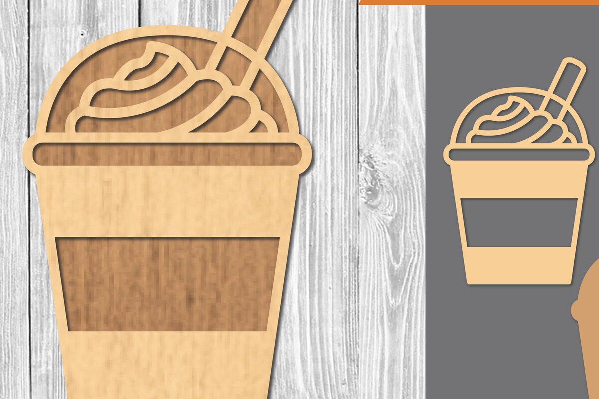 Σετ των 2 Intra απο ξύλο plywood 3mm-4mm πάχος - Κρύα ποτά Laser Cut Decoration  Δίασταση 20x20 cm INTRAFABR-109510788