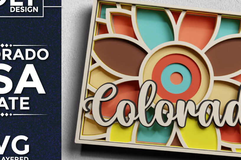 Intra απο ξύλο plywood 3mm-4mm πάχος - Κοπή χαρτιού 3d  State Colorado USA Δίασταση 30x20 cm INTRAFABR-64954335