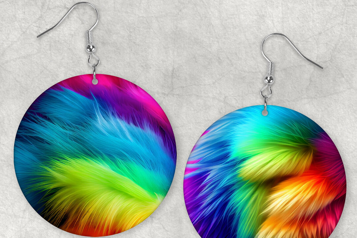 Σετ των 3 Intra απο ξύλο plywood 3mm-4mm πάχος - Χρωματιστά γούνινα σκουλαρίκια Sublimation Bundle Δίασταση 3x3 cm INTRAFABR-63618699