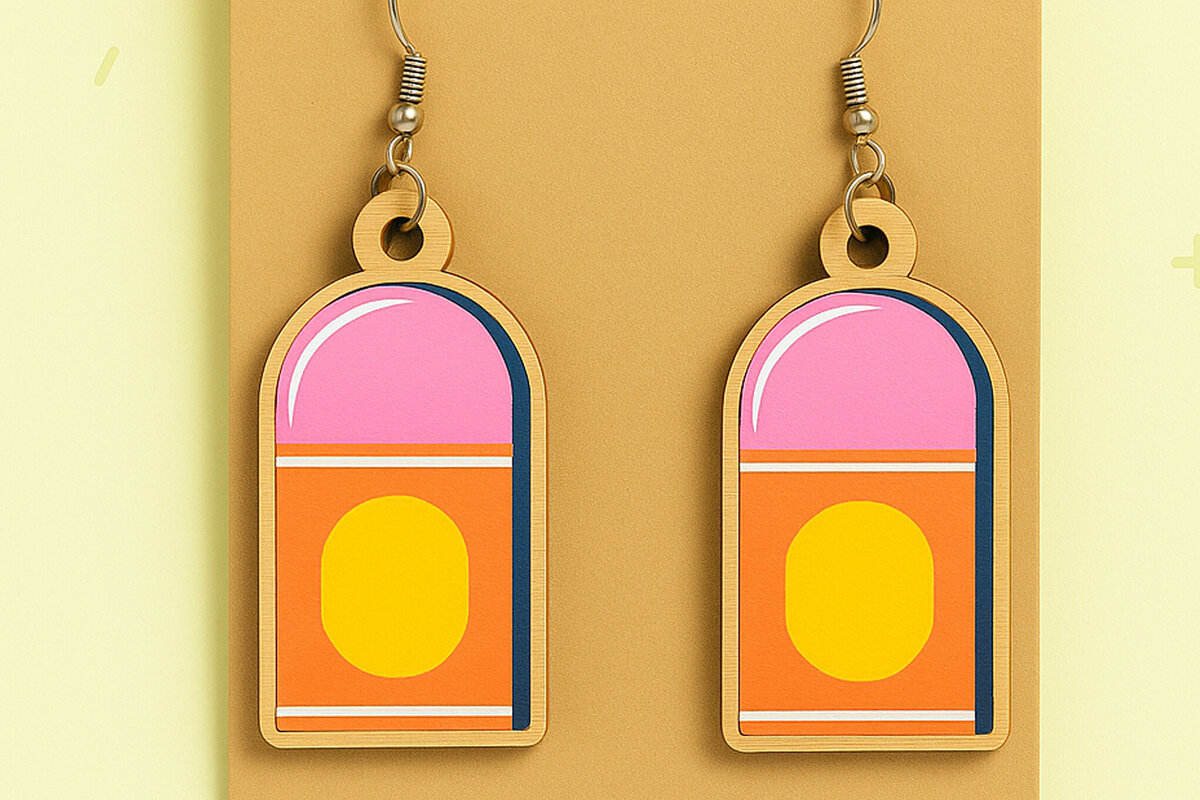 Σετ των 3 Intra απο ξύλο plywood 3mm-4mm πάχος - Πολύχρωμα Σκουλαρίκια Γόμα  Δίασταση 3x3 cm INTRAFABR-124974533