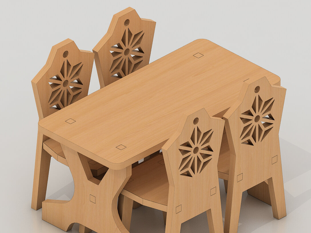 Σετ των 2 Intra απο ξύλο plywood 3mm-4mm πάχος - Μικρά σχέδια για τραπέζι πικνίκ Δίασταση 30x20 cm INTRAFABR-91139481