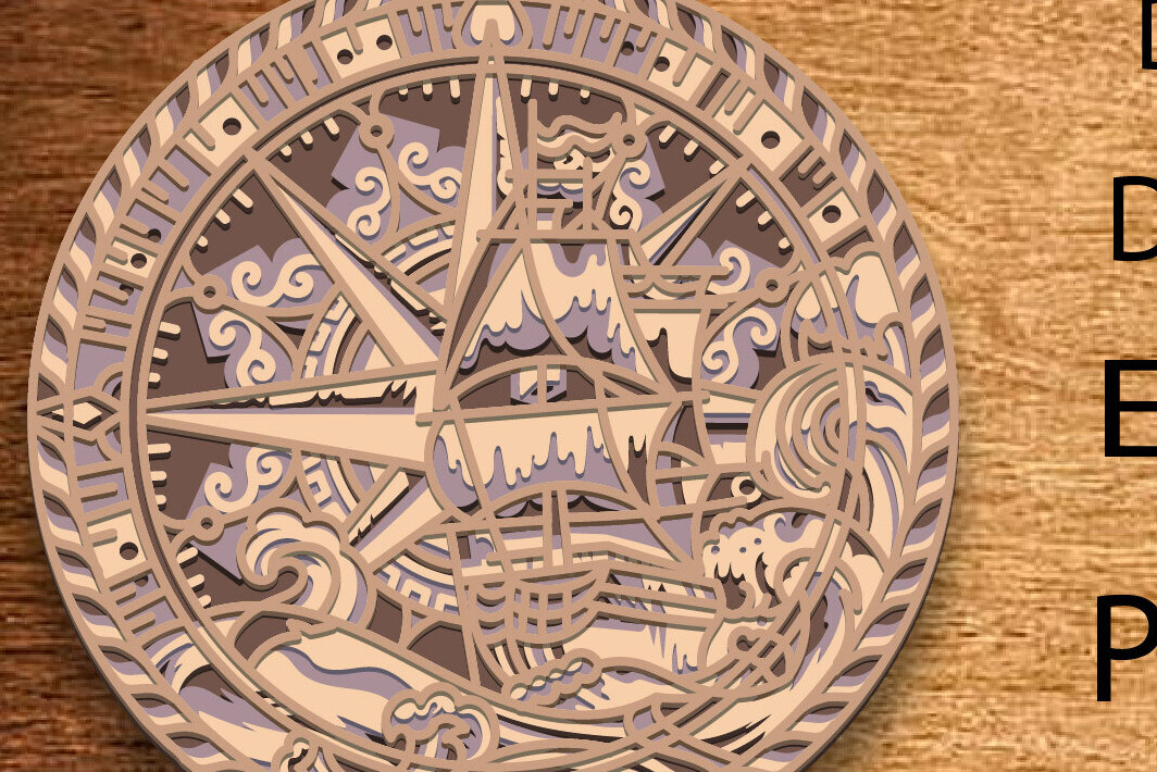 Intra απο ξύλο plywood 3mm-4mm πάχος - Compass Mandala Multilayer /3D Δίασταση 30x30 cm INTRAFABR-84084157