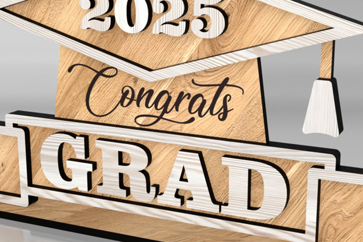 Σετ των 3 Intra απο ξύλο plywood 3mm-4mm πάχος - Συγχαρητήρια Grad 2025 Stand Δίασταση 6x3 cm INTRAFABR-121358685