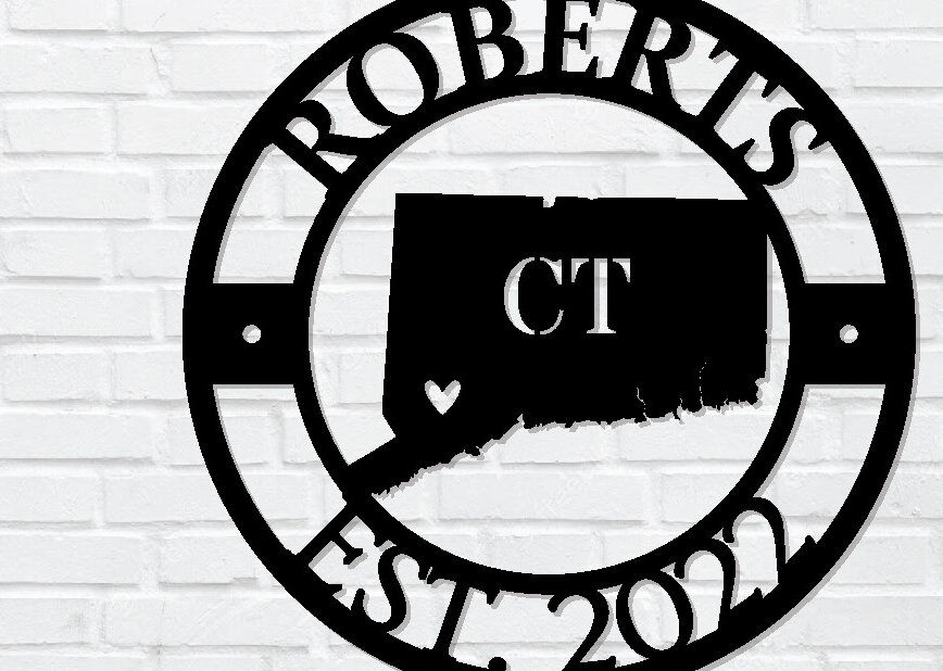 Σετ των 2 Intra απο ξύλο plywood 3mm-4mm πάχος - Προσαρμοσμένη πινακίδα Connecticut, Αμερικανική Πολιτεία Δίασταση 3600x3600 cm INTRAFABR-99433470