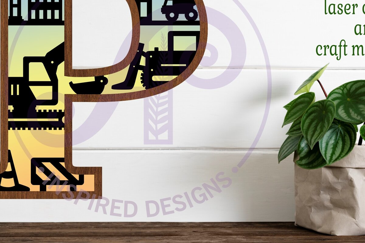 Σετ των 2 Intra απο ξύλο plywood 3mm-4mm πάχος - Κατασκευή Large P Wall Letter 3 Layer Δίασταση 30x20 cm INTRAFABR-115467196