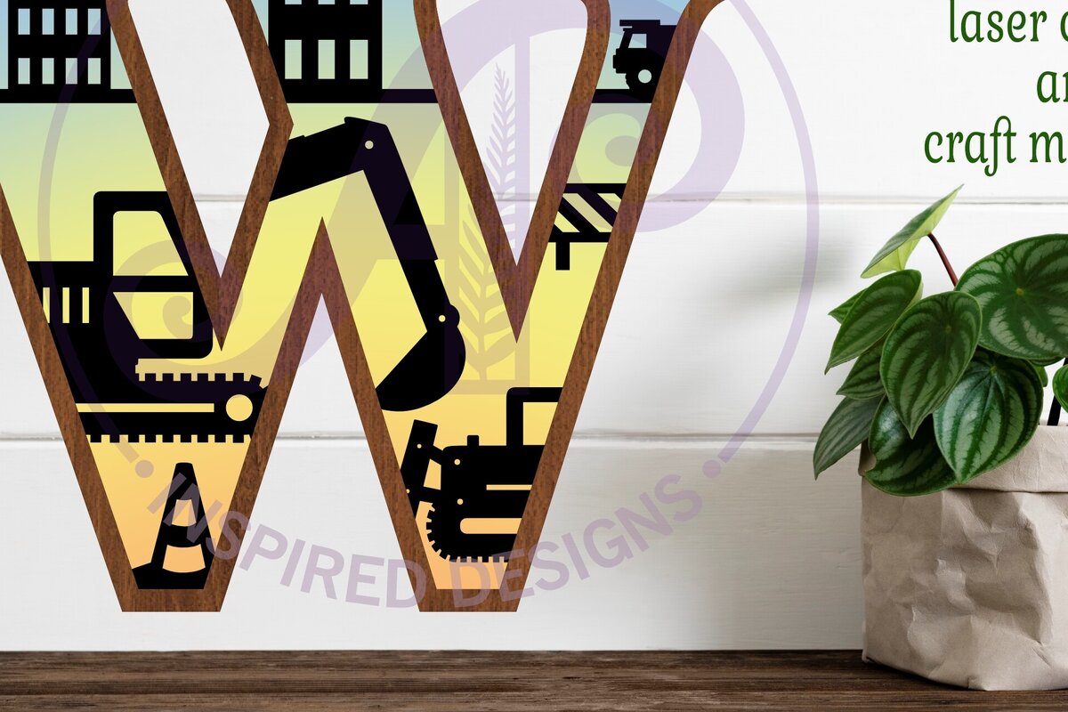 Σετ των 2 Intra απο ξύλο plywood 3mm-4mm πάχος - Κατασκευή Larg W Wall Letter 3 Layer Δίασταση 30x20 cm INTRAFABR-115466950