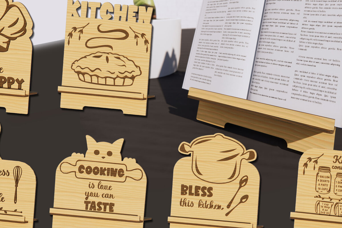 Σετ των 2 Intra απο ξύλο plywood 3mm-4mm πάχος -  δέσμη βάσης βιβλίων μαγειρικής Δίασταση 20x20 cm INTRAFABR-79221009