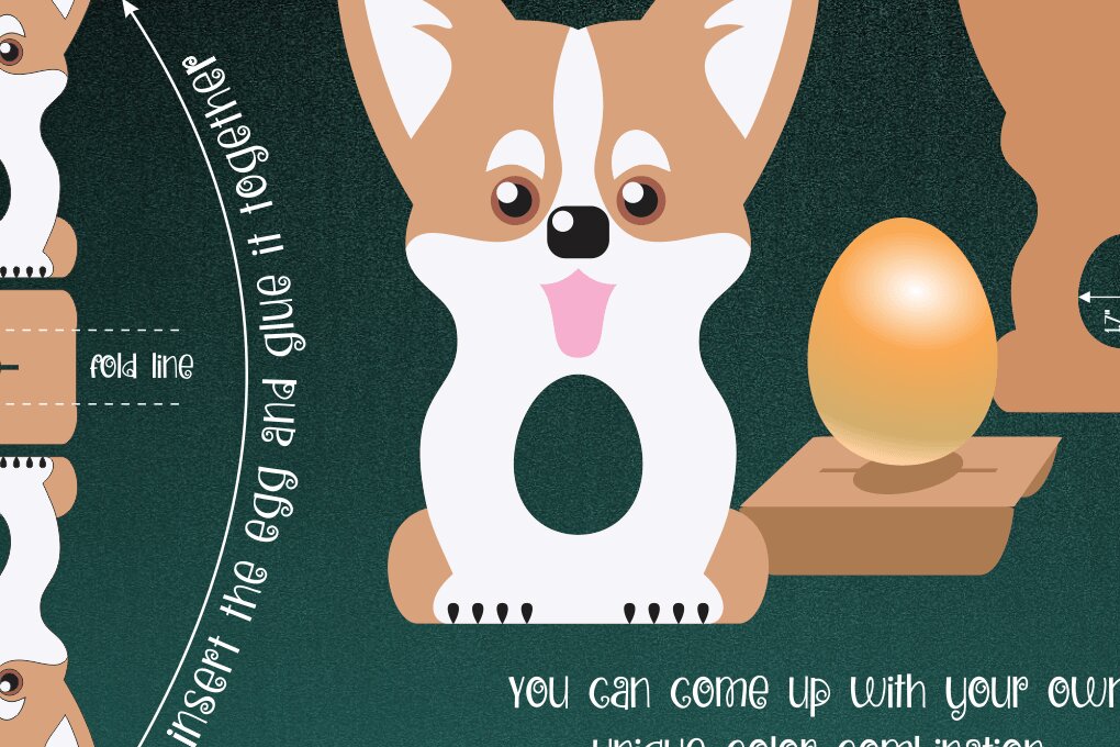 Σετ των 2 Intra απο ξύλο plywood 3mm-4mm πάχος - Σκύλος Corgi | Πρότυπο θήκης αυγών  Δίασταση 15x15 cm INTRAFABR-35690697