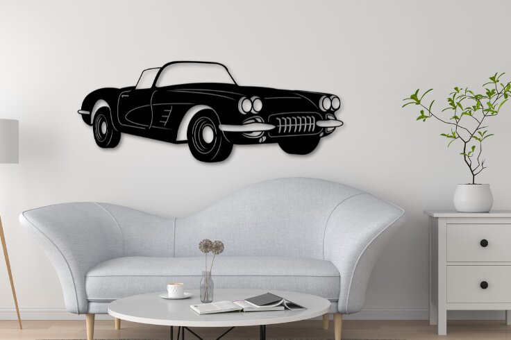 Σετ των 2 Intra απο ξύλο plywood 3mm-4mm πάχος - Corvette C1 Laser Cut Car Silhouette Δίασταση 20x20 cm INTRAFABR-111058563