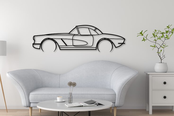 Σετ των 2 Intra απο ξύλο plywood 3mm-4mm πάχος - Πρότυπο αυτοκινήτου κοπής λέιζερ Corvette C1 Δίασταση 20x20 cm INTRAFABR-111176006