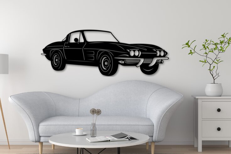 Σετ των 2 Intra απο ξύλο plywood 3mm-4mm πάχος - Μοντέλο αυτοκινήτου Corvette C2 Laser Cut, Car Dxf Δίασταση 20x20 cm INTRAFABR-111176434