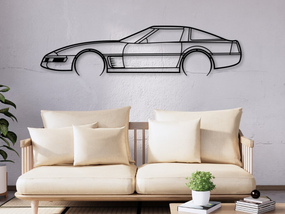 Σετ των 2 Intra απο ξύλο plywood 3mm-4mm πάχος - Corvette C4 Laser Cut Car Silhouette Δίασταση 20x20 cm INTRAFABR-111251094