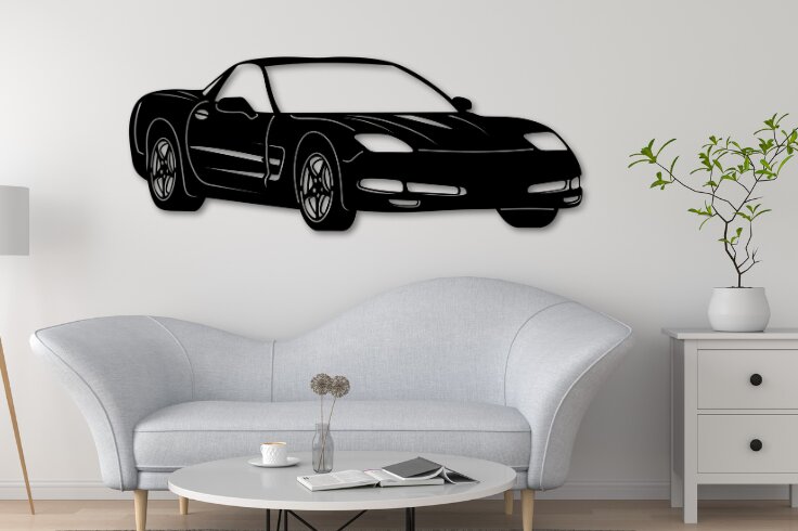 Σετ των 2 Intra απο ξύλο plywood 3mm-4mm πάχος - Πρότυπο αυτοκινήτου κοπής με λέιζερ Corvette C5 Δίασταση 20x20 cm INTRAFABR-111251340