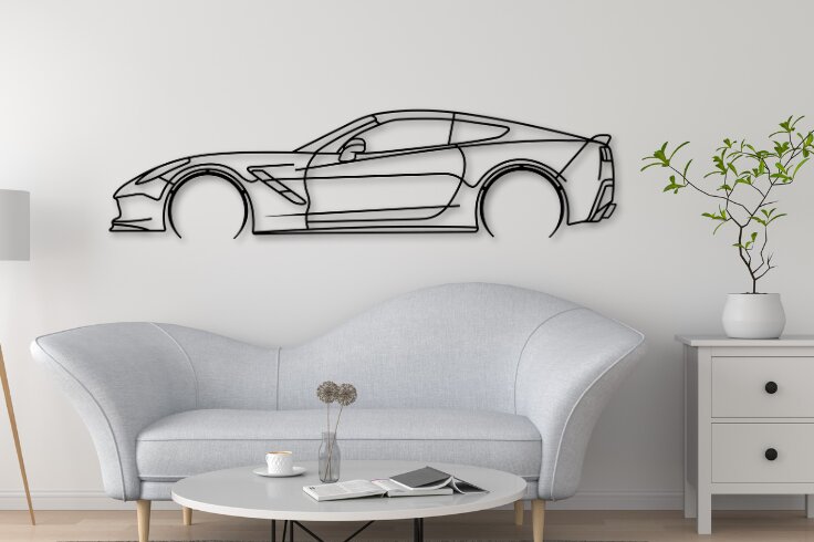 Σετ των 2 Intra απο ξύλο plywood 3mm-4mm πάχος - Corvette C7 Laser Cut Car Silhouette Δίασταση 20x20 cm INTRAFABR-111318671