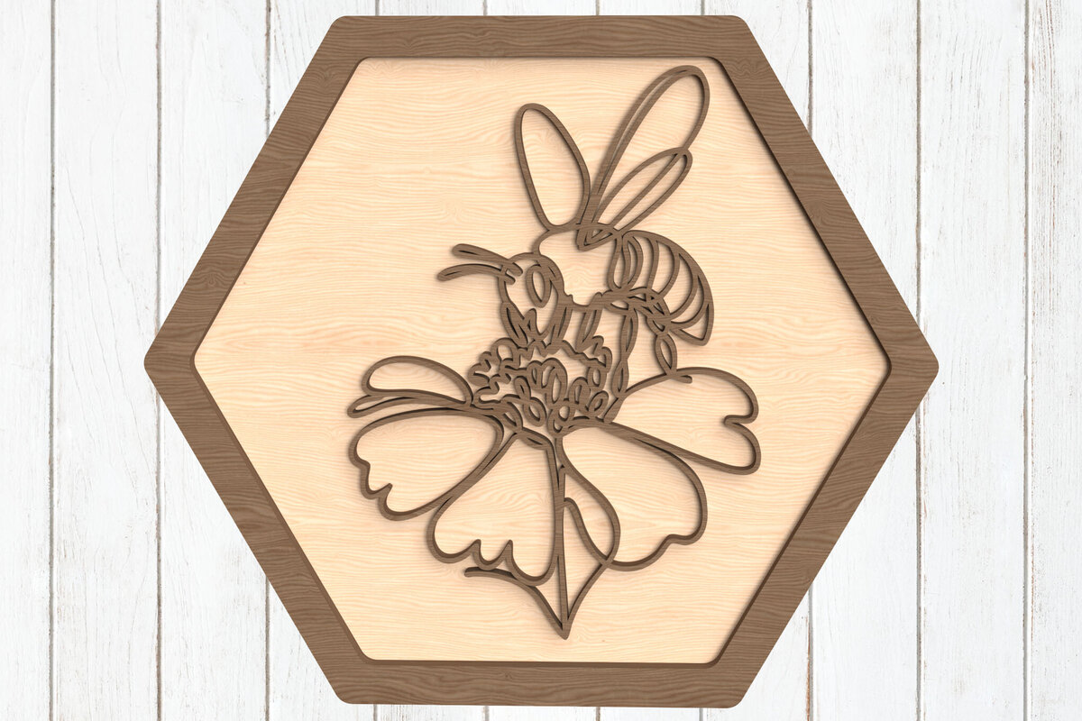 Σετ των 3 Intra απο ξύλο plywood 3mm-4mm πάχος - Cosmos Bloom and Bee  Laser Cut Δίασταση 6x6 cm INTRAFABR-123125238