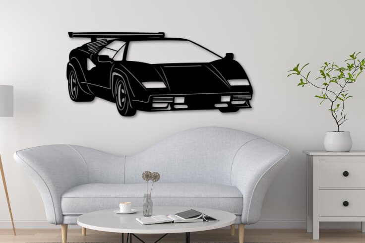 Σετ των 2 Intra απο ξύλο plywood 3mm-4mm πάχος - Διακόσμηση τοίχου αυτοκινήτου Countach με λέιζερ, Δίασταση 20x20 cm INTRAFABR-111362741