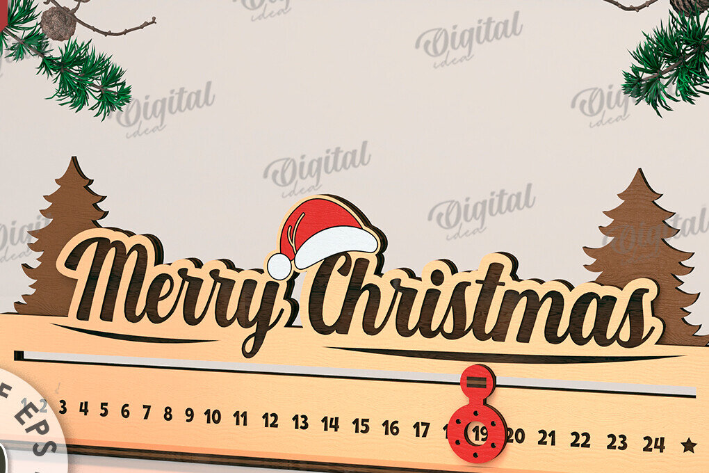 Intra απο ξύλο plywood 3mm-4mm πάχος - Countdown Advent Calendar Cut Laser Δίασταση 30x20 cm INTRAFABR-108028217
