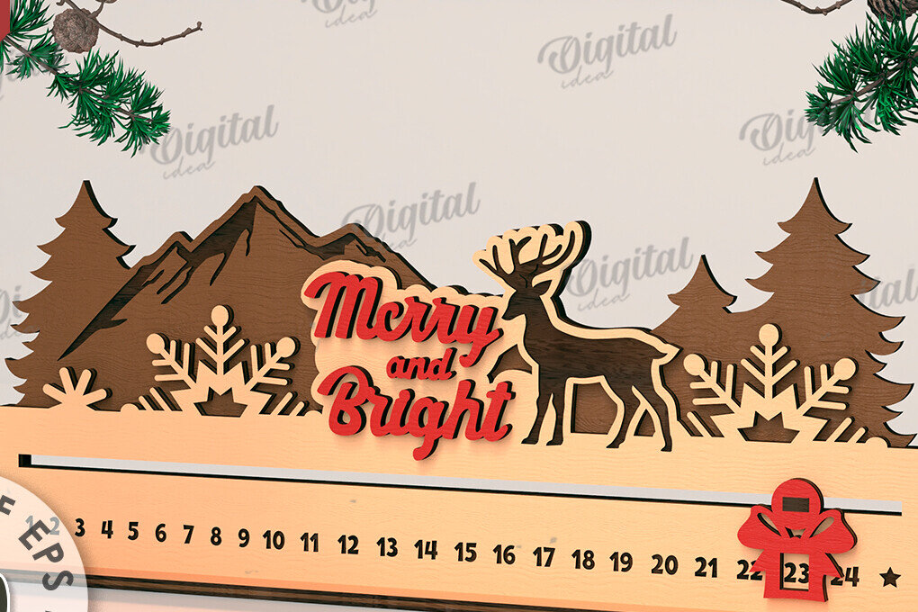 Intra απο ξύλο plywood 3mm-4mm πάχος - Countdown Advent Calendar Cut Laser Δίασταση 30x20 cm INTRAFABR-108028253
