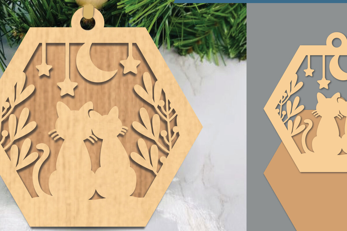 Σετ των 3 Intra απο ξύλο plywood 3mm-4mm πάχος - Στολίδι κοπής με λέιζερ για ζευγάρια και φεγγάρι Δίασταση 6x6 cm INTRAFABR-105555956