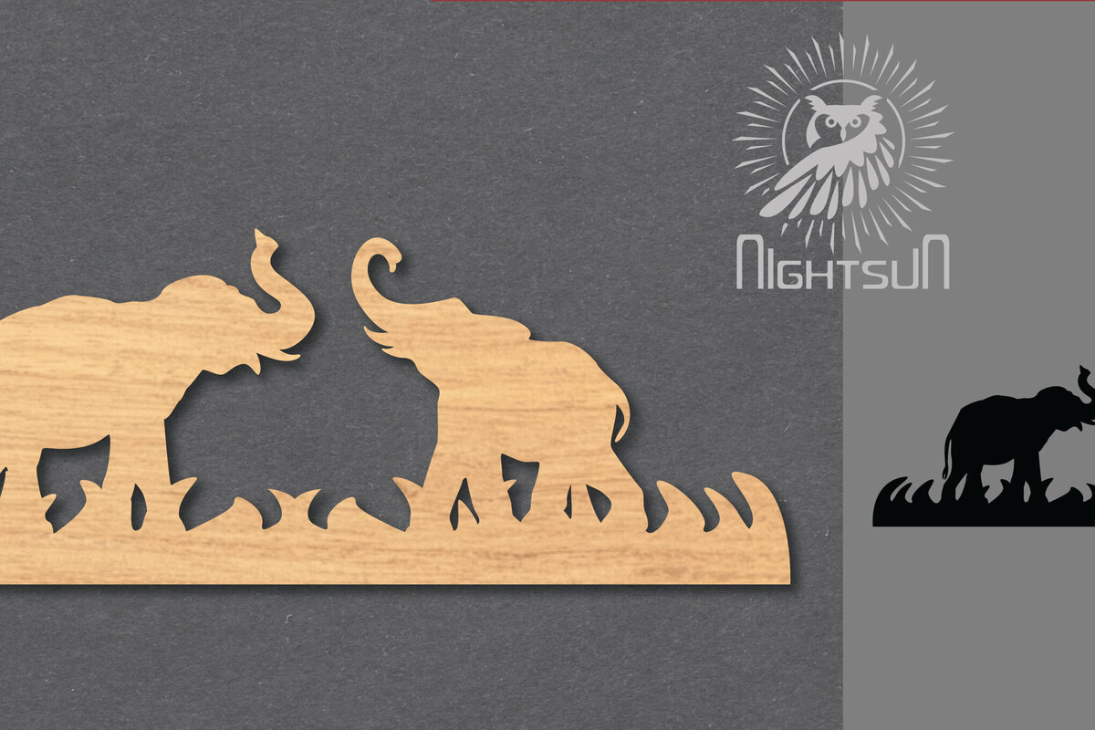 Σετ των 2 Intra απο ξύλο plywood 3mm-4mm πάχος - Διακόσμηση κοπής με λέιζερ για ζευγάρια ελέφαντα 1 Δίασταση 20x20 cm INTRAFABR-119434472