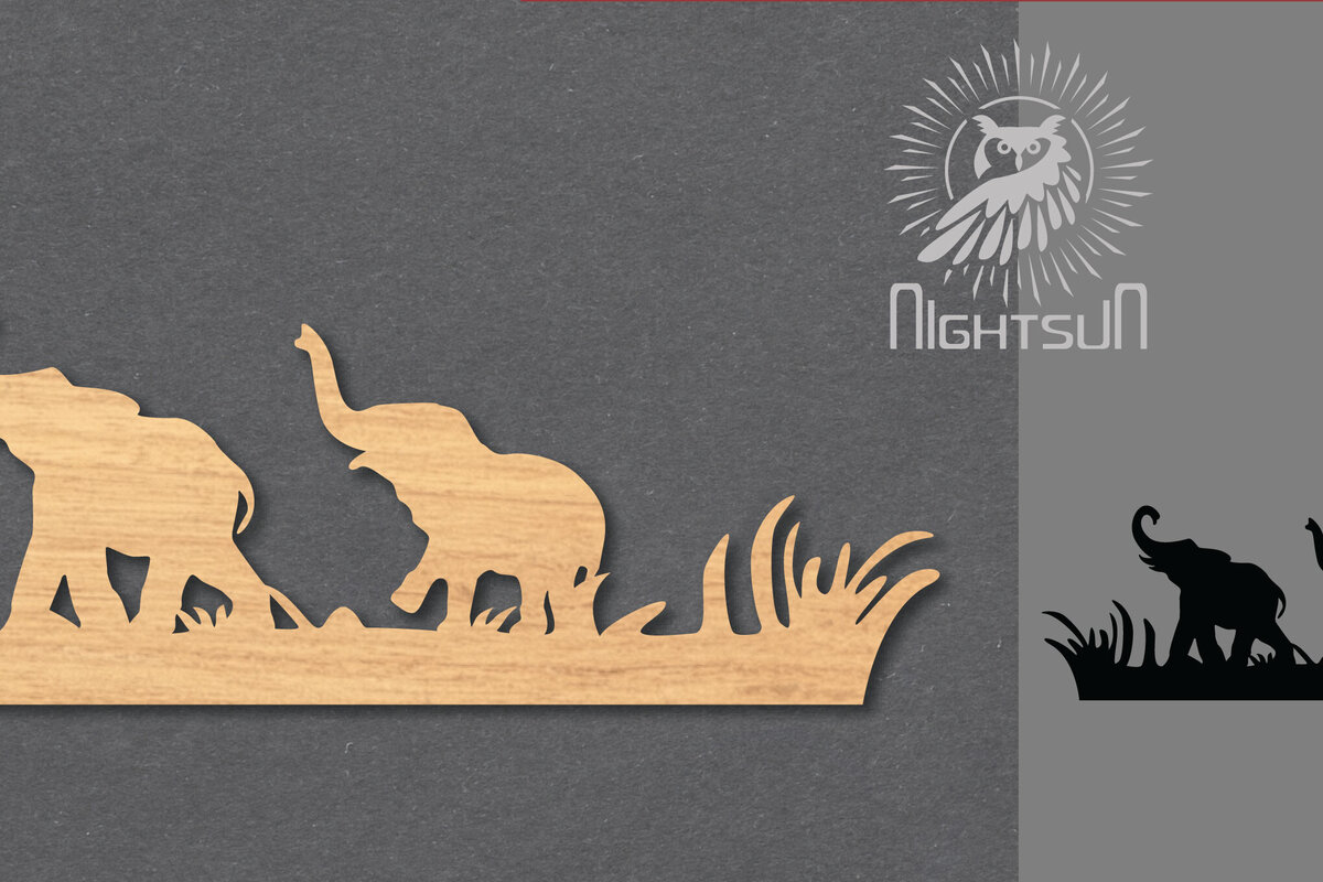 Σετ των 2 Intra απο ξύλο plywood 3mm-4mm πάχος - Διακόσμηση κοπής με λέιζερ για ζευγάρια ελέφαντα 2 Δίασταση 20x20 cm INTRAFABR-119434586