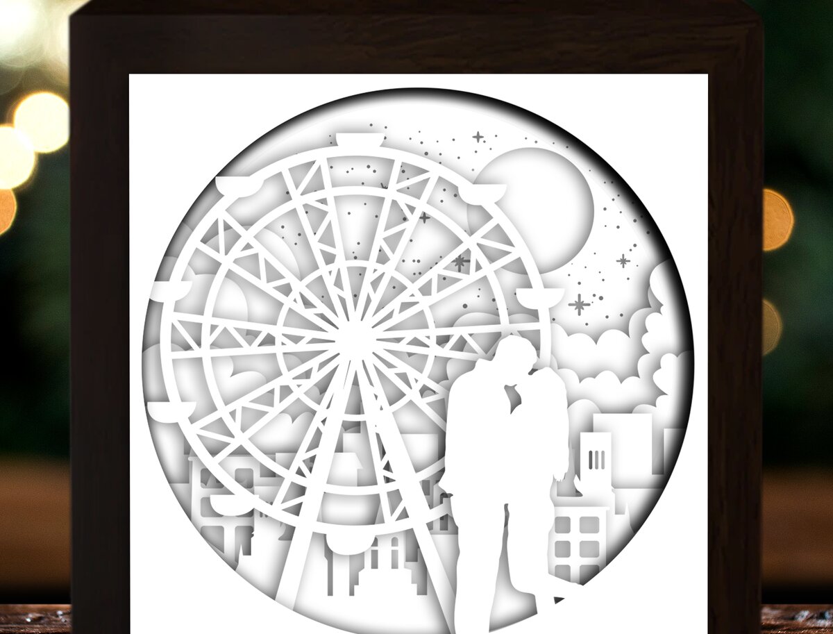 Σετ των 2 Intra απο ξύλο plywood 3mm-4mm πάχος - Φωτιστικό κουτί κοπής χαρτιού ζευγαριού ρόδας Δίασταση 20x20 cm INTRAFABR-27880479