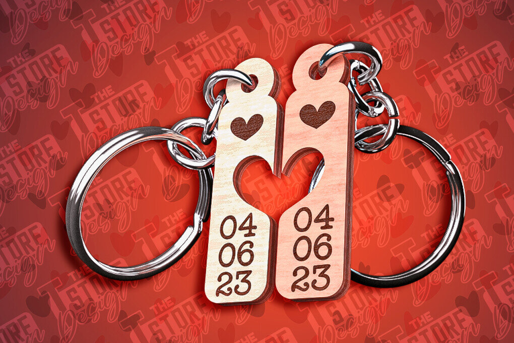 Σετ των 3 Intra απο ξύλο plywood 3mm-4mm πάχος - Μπρελόκ Καρδιά Ζευγαριού | Laser Cut  Δίασταση 4x4 cm INTRAFABR-81250983