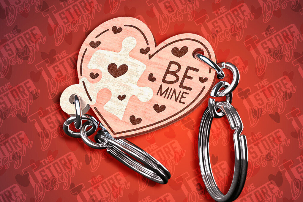 Σετ των 3 Intra απο ξύλο plywood 3mm-4mm πάχος - Μπρελόκ Καρδιά Ζευγαριού | Laser Cut  Δίασταση 4x4 cm INTRAFABR-81251128